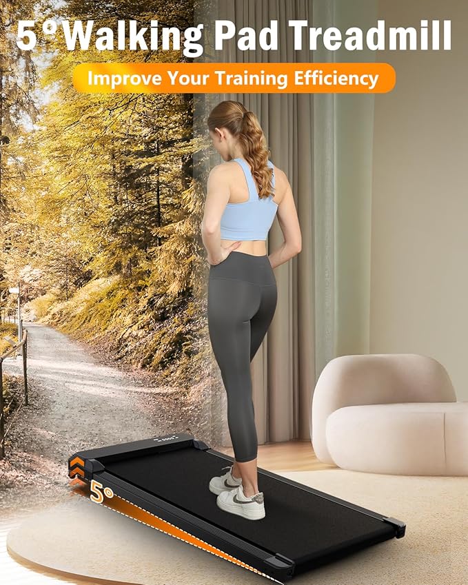 Walking Pad with Handle Bar,5% Manual Incline Walking Treadmill for Home Office,2.5HP Super Quiet Foldable Treadmills with Handrails,300 LBS Small Under Desk Treadmill with LED Display,Remote Control