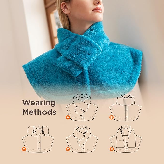 Bedsure Wrap Heating Pad for Neck and Shoulders and Back - Birthday Gifts for Seniors Women Mom, Electric Heated Pad for Full Body, Fast Heating Large 24"x34", ETL Certified, Blue