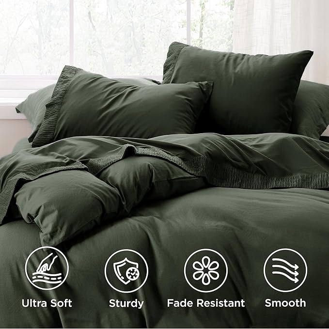 Bedsure Twin XL Sheet Sets Dorm Bedding - 3 Pieces Soft Extra Long Twin Sheets, Hotel Luxury, Easy Care Microfiber for Women, Men, Olive Green