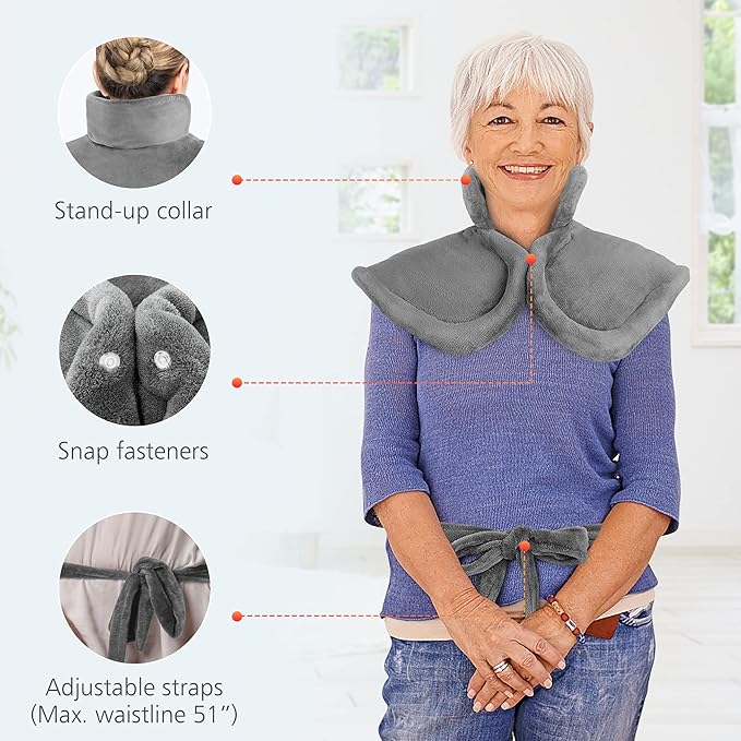 Comfier Large Heating Pad for Back, FSA Eligible, Soft Flannel Fast Heating Pads for Neck and Shoulders, Electric Heated Wrap, 3 Heat Levels & 90-Mins Auto Shut Off, Gifts for Mom Dad Women Men