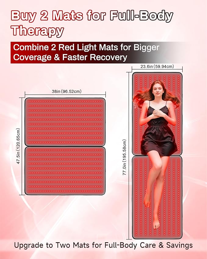 Medical-Grade TPU Red Light Therapy Mat for Body, Infrared Light Therapy with 660nm & 850nm LEDs, Light Therapy Blanket for Back & Joint Comfort, FSA&HSA Eligible, 400 LEDs, 38" x 23.6"