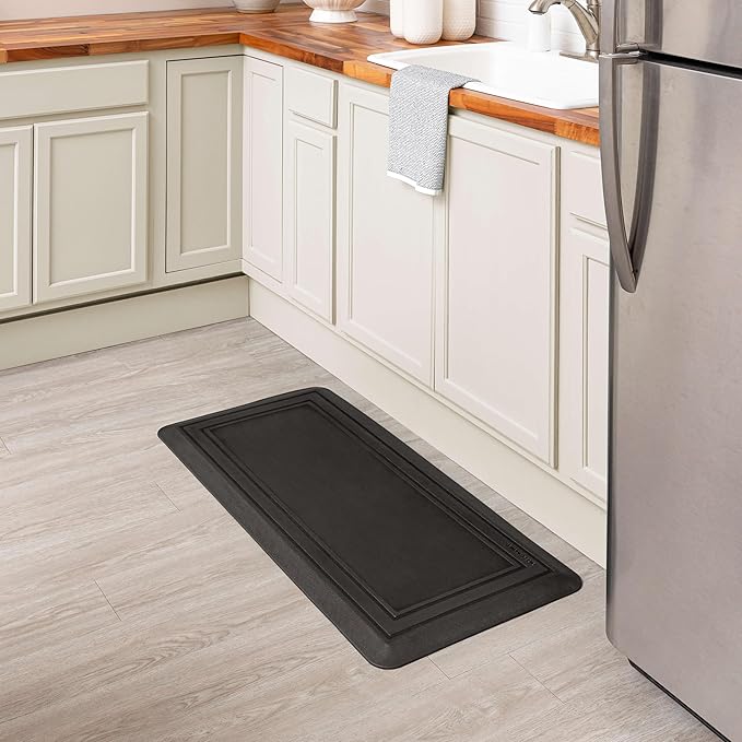Tempur-Pedic Ultra Comfort Anti-Fatigue Frame Raven 1' 8" x 3' 6" Kitchen Floor Mat Cushioned Ergonomic Standing Desk Mat Waterproof Non-Skid Foam