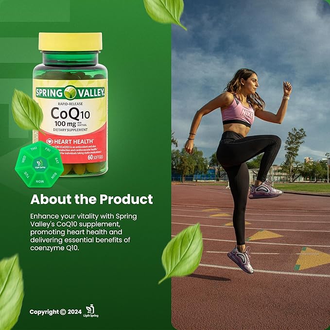 Rapid-Release CoQ10 100 mg, 60 Softgels with Bundle Exclusive Vitamins & Minerals - A to Z - Better Ligth&Spring Guide + Weekly Pill Organizer (3 Items)