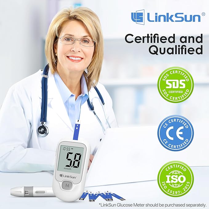 Diabetic Blood Test Strips*300, Used for G-425-1,G-425-2V, G-425-3, G-427B Blood Glucose Monitor Only, 0.7μl Blood Sample, Accurate Measurement, Results in 5 Seconds, 6 Bottles of 50 Pieces Each