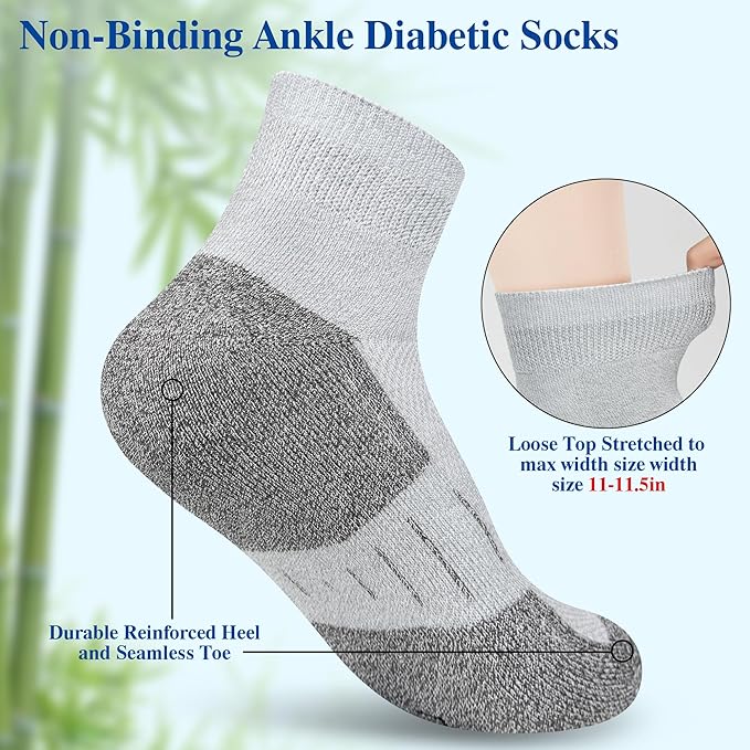 Diabetic Socks for Men,6 Pairs Ankle Mens Diabetic Socks,Diabetic Neuropathy Socks for Men Size 9-11/10-13/13-15.