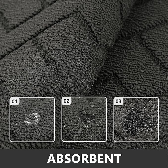 hicorfe Kitchen Rugs and Mats Sets,2 Pieces Super Absorbent Polypropylene Non-Slip Rug,Soft Comfort Floor Mat,Machine Wash for Kitchen,Hallway,Office,Sink,Laundry(20" x 32"+20" x 48",Charcoal)