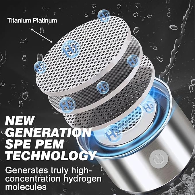Hydrogen Water Bottle, Hydrogen-Rich Water Generator Bottles -Upgraded SPE/PEM Technology, Portable Rechargeable Hydrogenated Water Glass Bottle (Suitable for Purified & Distilled Water)