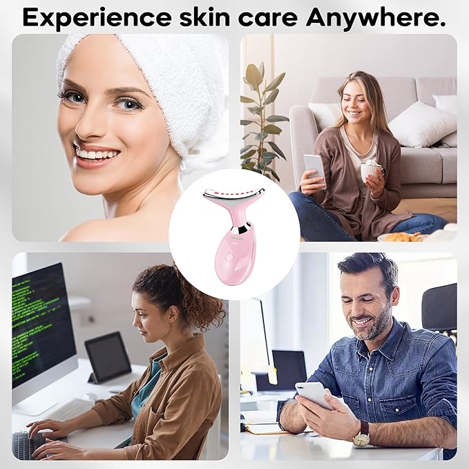 Facial Massager, Portable Face Neck Massager Wand for Skin Care(Light Pink)