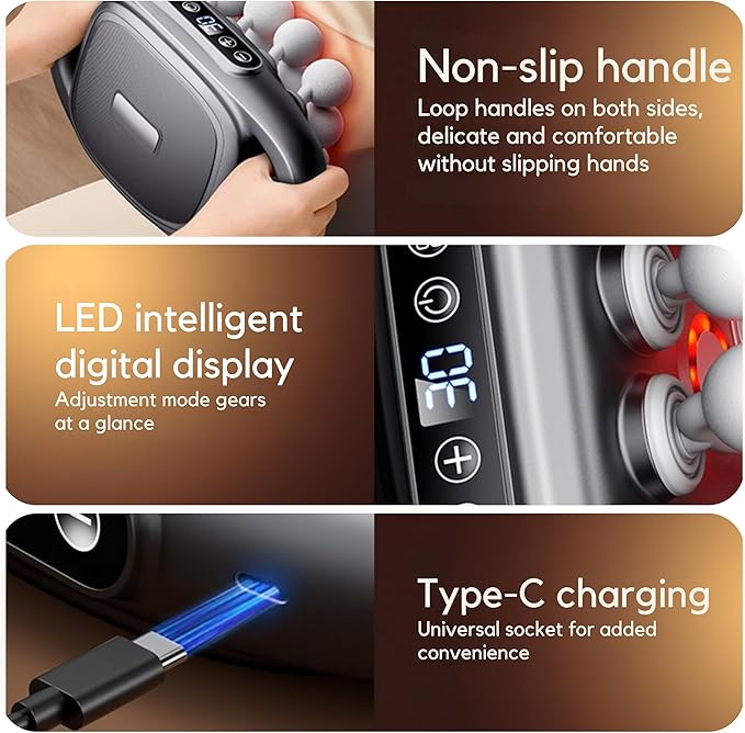 16 Head Massage Gun Deep Tissue - 2026 Upgraded 16-Drive Back Muscle Massager with 3 Modes & 30 Intensities, Portable Muscle Massager for Buttocks Muscles Pain Relief, Waist, Back, Neck