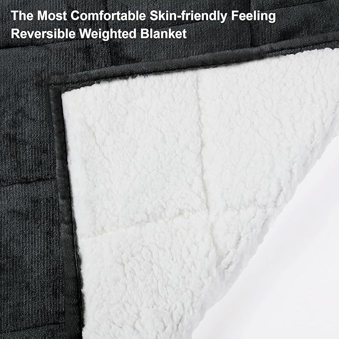 Alomidds Weighted Blanket (Queen Size 20lbs 60x80 inches) with Soft Plush Fleece, Throw Blanket with Cozy Warm Sherpa,Ultra Fuzzy Heavy Blanket Microfiberfor for Sofa Bed, Dark Grey