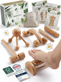 HELDSON® Wooden Therapy Massage Tools [6 Pieces] - Wood Rollers for Body Sculpting - Lymphatic Drainage Massager - Cellulite Tool - Maderoterapia Kit - Back Rolling Stick - Wellness Gifts Women, Men