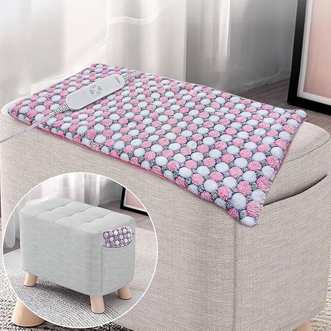 XL Full Weighted Heating Pad for Back Pain, Cramps, Relief - - 2.3lb Large Electric Heat Pad for Neck and Shoulders - Hot Heated Pad with Auto Shut Off, Stay on- (XL 12"x24" Pink) - PYQ0F