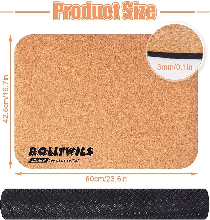 Under Desk Elliptical Mat - Non-Slip Exercise Equipment for Peloton Bike, Small Exercise Mat for Desk Workout Equipment