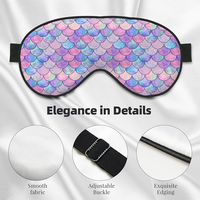 Watercolor Fish Scales Sleep Mask Eye Mask with Adjustable Strap Eye Sleep Shade Cover Blocks Light for Women Men Airplane Travel Nap
