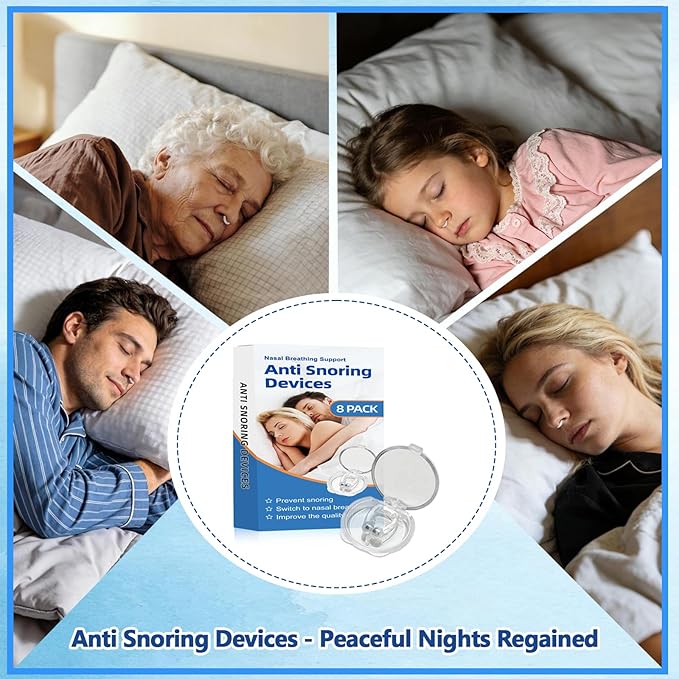 Anti Snoring Devices(8 Pack),Silicone Magnetic Stop Snoring Solution,Anti Snoring Nose Clip,Effective to Relieve Snoring,Snoring Devices for Men and Women,Clear