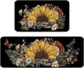 Sunflower Kitchen Rugs 2 Piece Set for Floor Mat, Non Skid Washable Absorbent Microfiber Sunflower Kitchen Mat for in Front of Sink for Standing for Home Sunflower Kitchen Decor 17"X30"+17"X47"