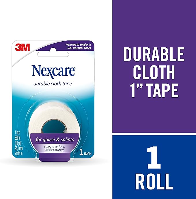 Nexcare Durapore Durable Cloth Tape, 1 Inch x 10 Yards, 1 Roll, Strong Adhesive First Aid Medical Tape, Breathable, Latex-Free, Hypoallergenic
