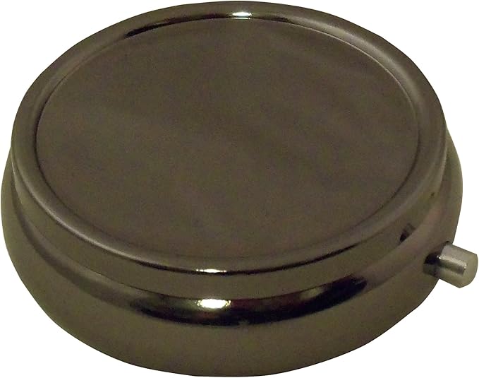 Houder Classy Gray Metal Pill Box Decorative Pill Case with Gift Box - Carry Your Meds in Style (Round)