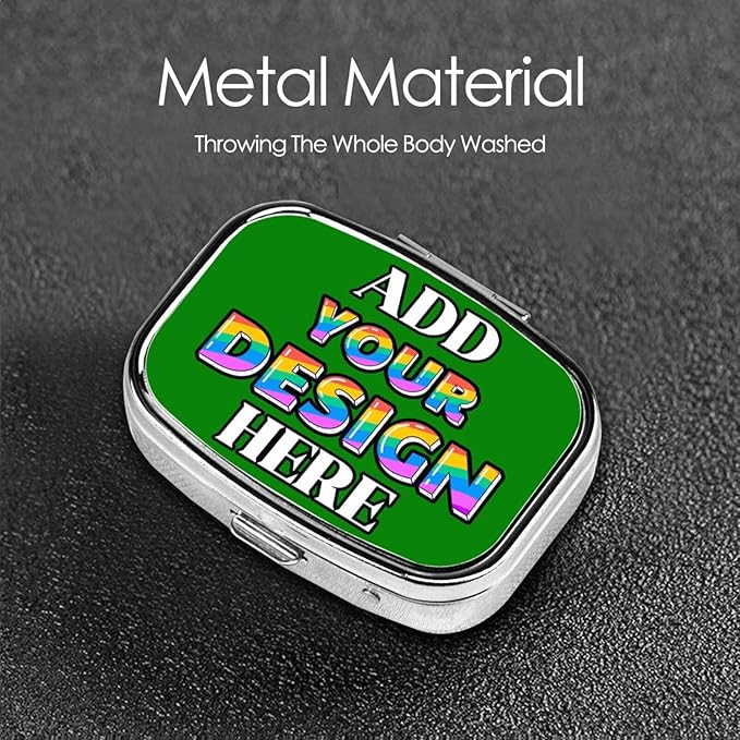 Custom Travel Medicine Organizer, Medicine Pill Box Case Container Travel Pill Holder Vitamin for Purse Med Wallet Portable Mini Pastillero Square, Green, Customized Gifts