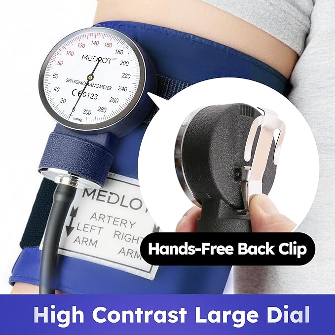 LotFancy Manual Blood Pressure Cuff Adult, Professional BP Cuff, Sphygmomanometer with Carrying Case for Home Medical, Nursing Student, Doctor, Nurse, Blue