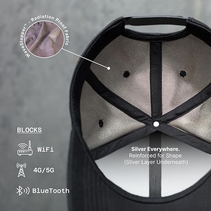 Lambs HAVN EMF-Proof Cap - Wavestopper™ Silver Tech - Blocks 99% of EMF from WiFi, 5G, Phones, Bluetooth - Faraday Hat, Soft, Breathable, Adjustable - Black, Unisex Design for All-Day Comfort.