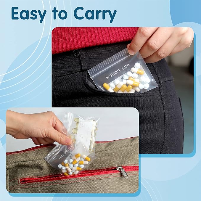 500 Packs 6 Mil Sturdy Pill Bags BPA Free Pill Pouches 3 x 2.75 Inch Portable Light Weight Handy Small Ziplock Plastic Bags for Travel Pill Organizer, Jewelry and Small Craft Pieces and Easy to Use
