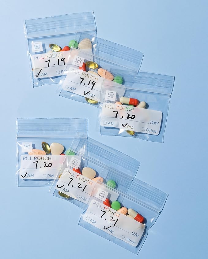Pill Bags 400 Pack- 3"x2.75", BPA-Free, for Medicine with Write on Label, Carry On Everywhere