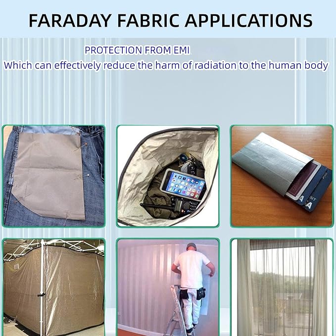 43.3'' x 98Inch Faraday Fabric Military Grade Faraday Cloth for Shielding RFID, EMP, EMF, EMI, 5G, WiFi, Bluetooth, GPS, Prevents Radiation and electromagnetic Interference