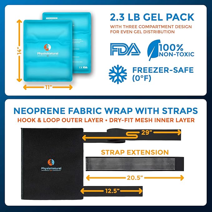 Universal Large Flexible Gel Ice Pack & Wrap - Cold Therapy for Your Hips, Shoulders, Elbow, Back, Knees – Instant Pain Relief for Injuries, Recovery, Swelling, Aches, Arthritis, Bruises & Sprains