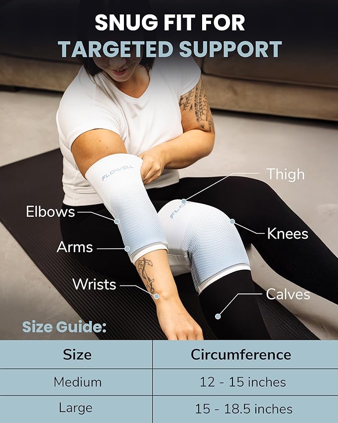 Flowell Home Thermosleeve - Dual-Temperature Heat Pack or Ice Sleeve for Arm with Hydrogel - Versatile Hot & Cooling Pad Joint Wraps & Muscle Compression - Single, Medium