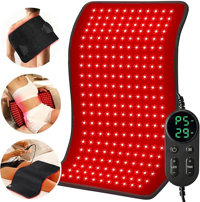 Ezona Red Light Therapy Pad for Body Pain, 24 x 12 inch Large Infrared Light Therapy with 660/ 850nm for Back Relief, High-Output 242 LEDs Light with Remote Control for Shoulder Waist Knee Muscle