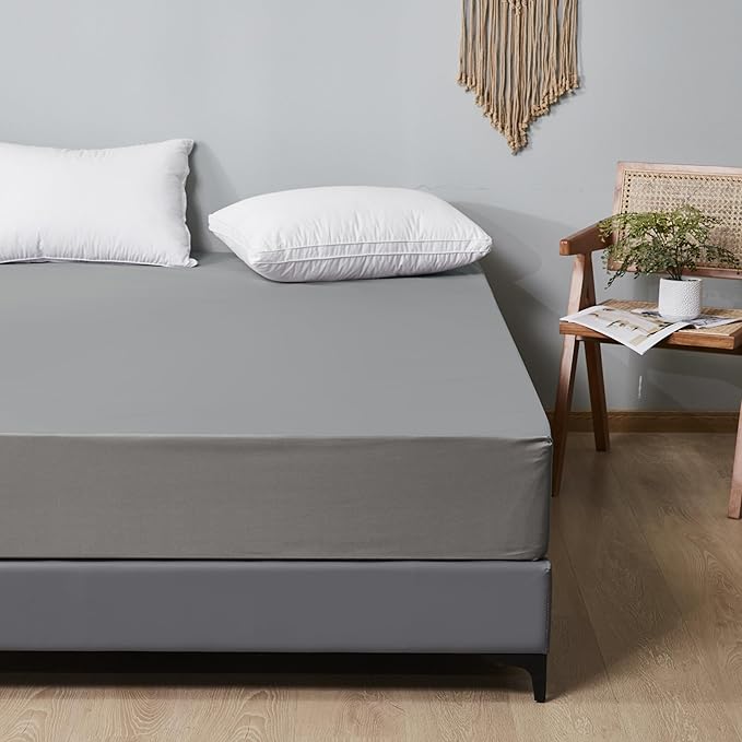 WenBags Waterproof Fitted Bed Sheets,Mattress Protector for Home & Hospital Care Beds, Soft Hospital Bed Sheets with Elastic All Around (1, Gray, King)