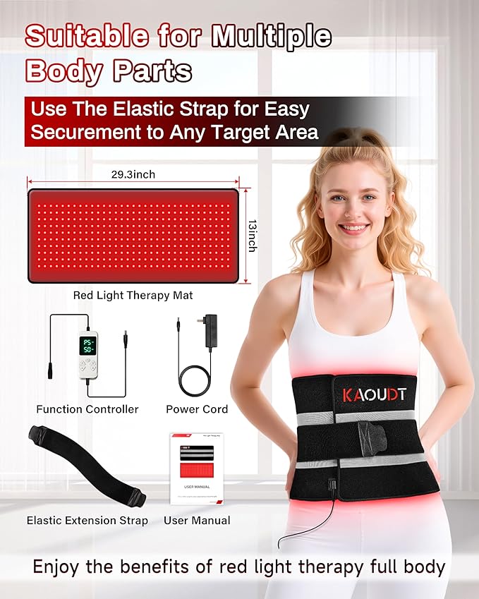 Red Light Therapy Mat 29.3" x 13", 330 LEDs Medical-Grade TPU Red Light Therapy Pad, 660nm&850nm Infrared Light Therapy for Body Pain Relief (Black)