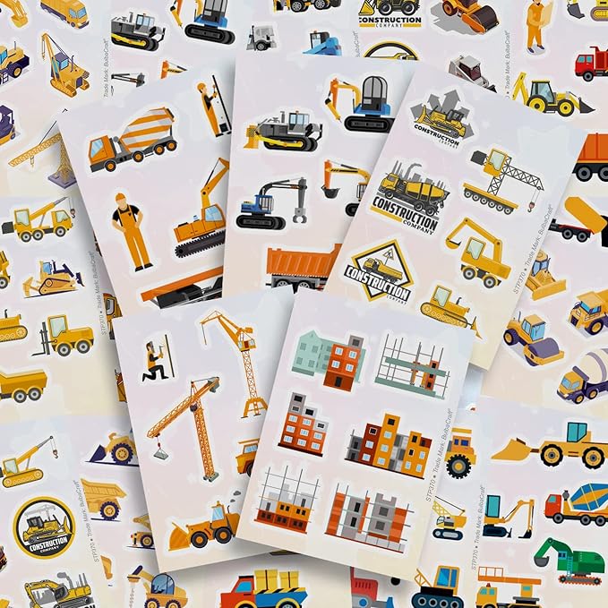 BulbaCraft 100 Pcs Construction Stickers - Construction Birthday Party Supplies, Gifts for Women & Men