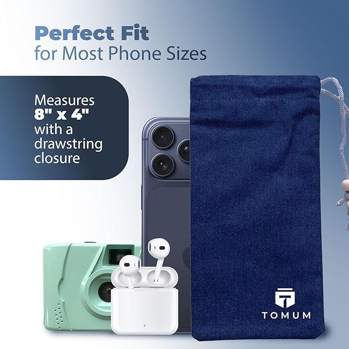 TOMUM EMF Shield Sleeve for Cell Phone - EMF Protection Smartphone Pouch - Anti EMP Bag - Signal Blocking Case for Radiation EMP 5G RFID Blue