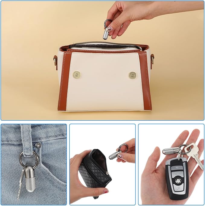 Keychain Pill Holder Small Pill Case Keychain Mini Metal Medicine Organizer Container Waterproof Portable Carabiner Clip Emergency Medicine Bottle for Outdoor Camping Travel Purse Pocket