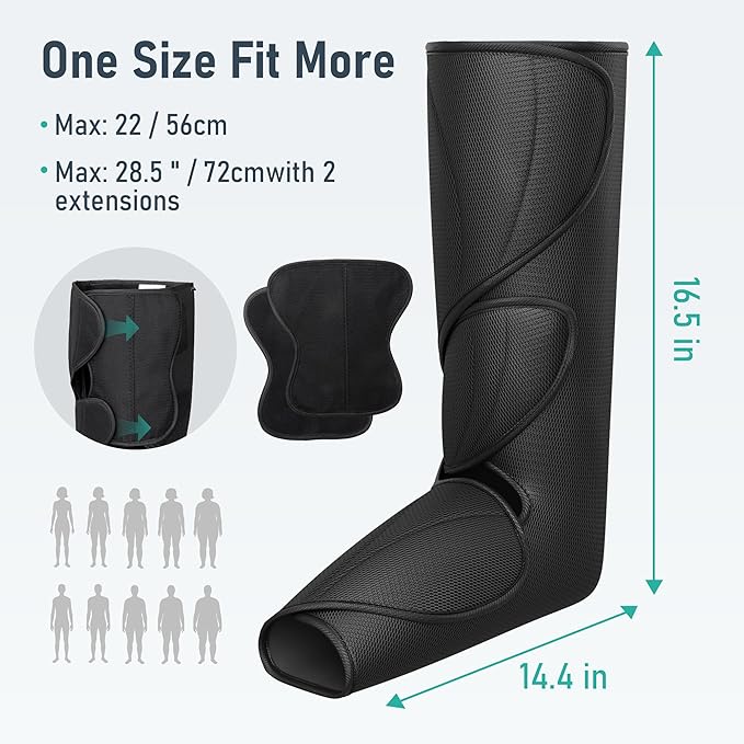 QUINEAR Leg Massager with Heat and Air Compression,Foot and Calf Massager for Circulation and Pain,Compression Boots with 3modes and 3 Intensities