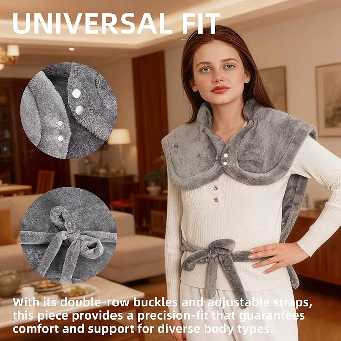RAINOVA Heating Pad for Neck, Back and Shoulders, Electric Heat Pad for Pain Relief, Christmas Gifts for Women Men Mom Dad, Electric Pad with 6 Heat Settings, Overheating Protection & ETL/UL Certified