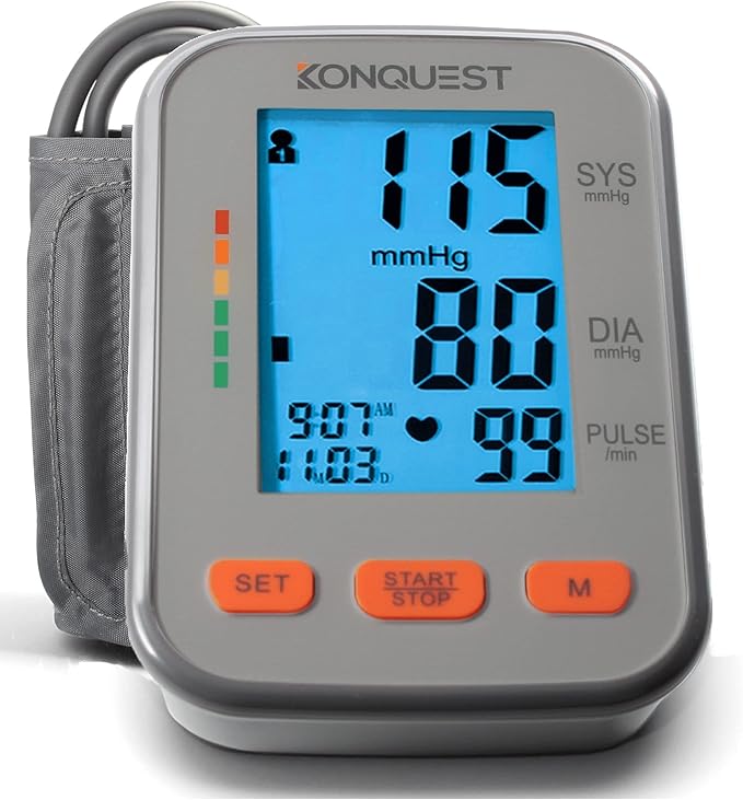 Konquest KBP-2704A Digital Blood Pressure Monitor – Automatic Upper Arm BP Machine with Large Cuff (8.5–16.5 in), Backlit Display, Digital, Irregular Heartbeat Detector – Tensiometro Digital