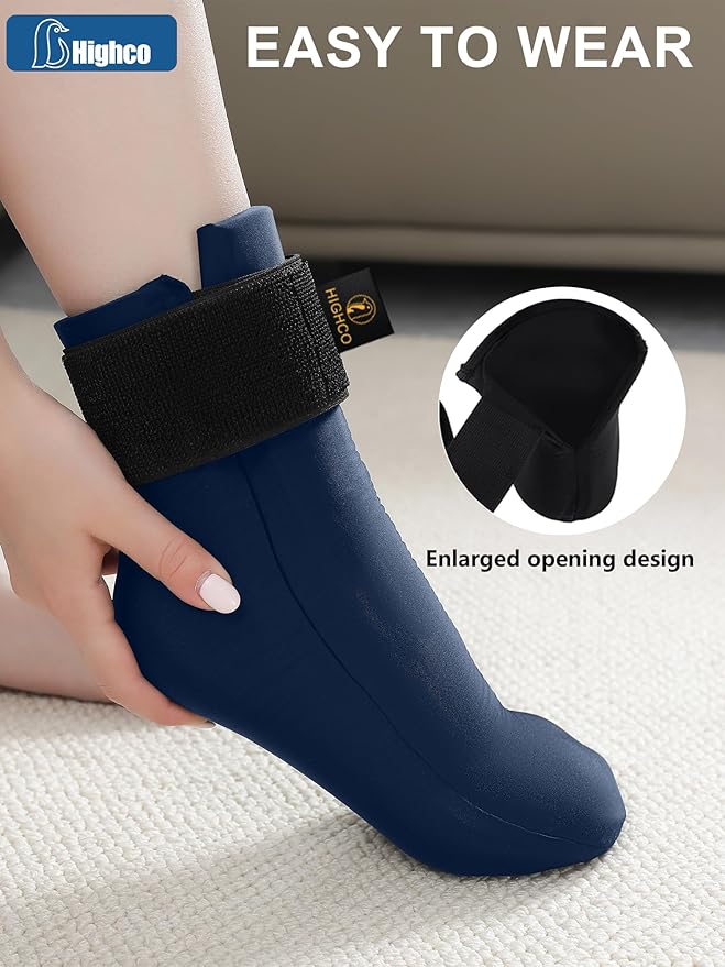 highco Ankle Ice Pack Wrap for Swelling and Injuries Recovery,Cooling Ice Sock for Foot,Ice Pack for Ankle Compression,Plantar Fasciitis & Achilles Tendonitis Relief,Navy Blue