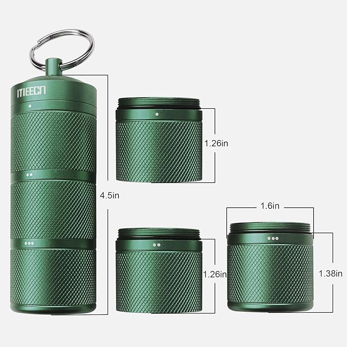 Three Layer Large Pill Organizer, Aluminium, Metal Dispensers, Waterproof, Can Store Pills Anything Sizes, Vitamins, Cod Liver Oil, Supplements and Medication (Green)