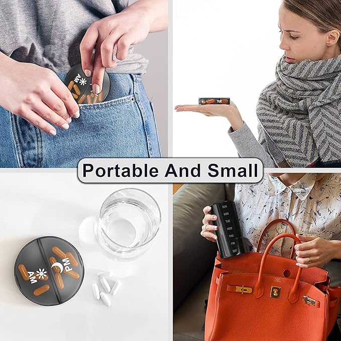 Portable Medicine Organizer Box Tablets Container Case Travel Pill Box For 07 days | Black | 01 Pcs