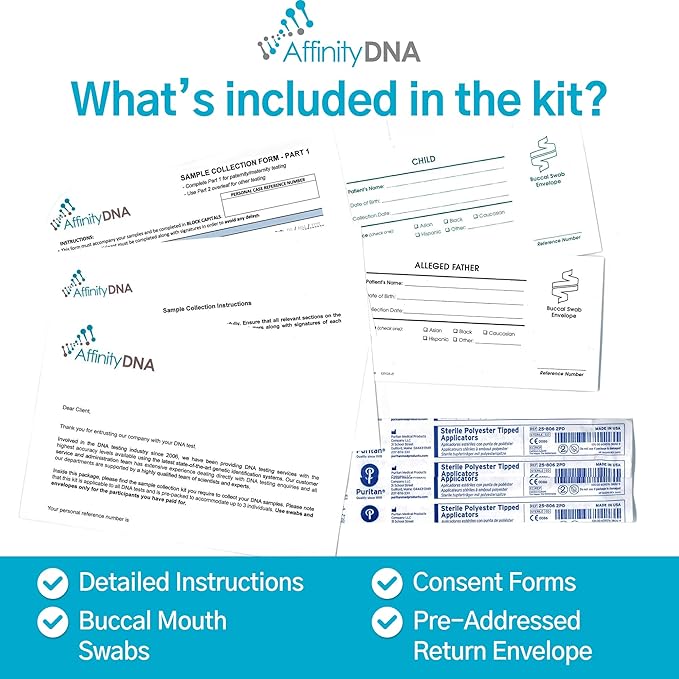 Paternity DNA Testing Kit - 99.99% Accurate Genetic Swab Test | 21 Loci Paternity Home DNA Test Kits for Father and 1 Child | Results in 4 Working Days | Laboratory Fee Not Included