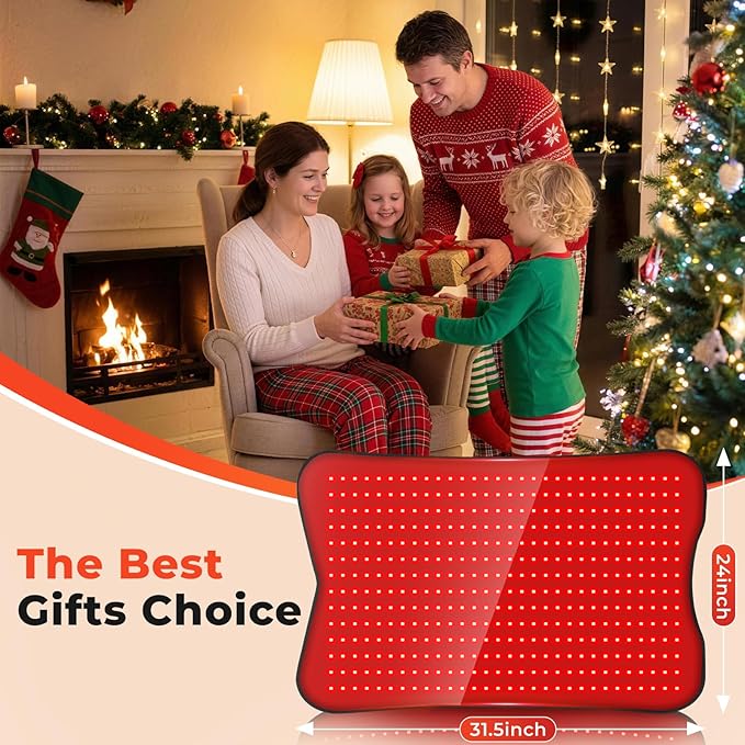 Red Light Therapy Mat for Body, 31.5''×24'' Red Light Pad 660nm&850nm Red Light Wrap with 420 LEDs, Timer, Remote, for Muscle Relaxation &Skin Care, Suit for Back, Neck, Shoulder, Waist, Full Body Use