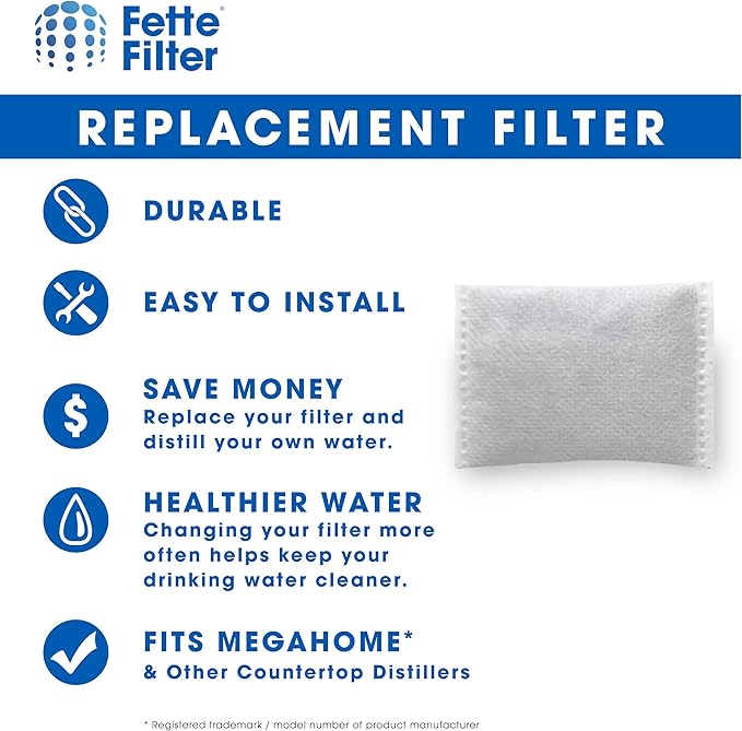 Fette Filter - Countertop Distillers Water Filters Compatible with Megahome and Other Counter Top Water Distiller Models - Pack of 24