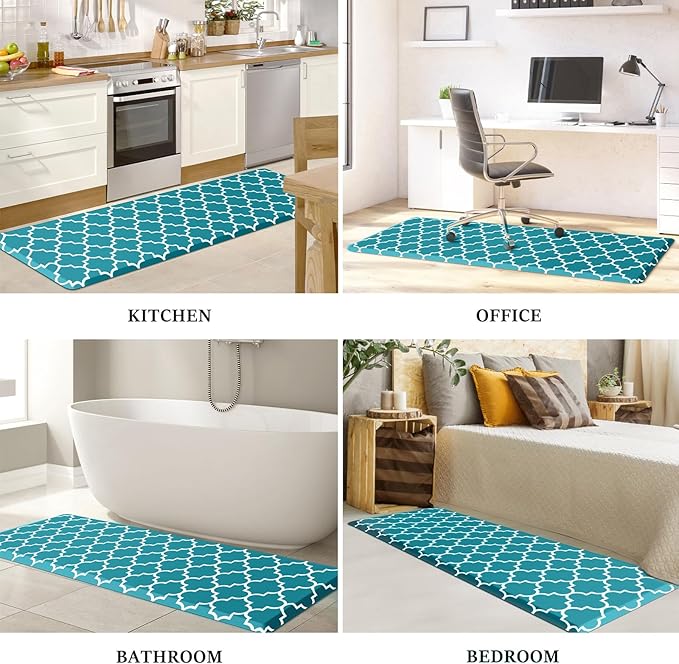 WISELIFE Anti Fatigue Floor Mat - 4/5 Inch Thick Kitchen Mat Non Slip Waterproof Heavy Duty Ergonomic Comfort Mat Durable for Home, Office, Sink, Laundry,(22" x 72", Green)
