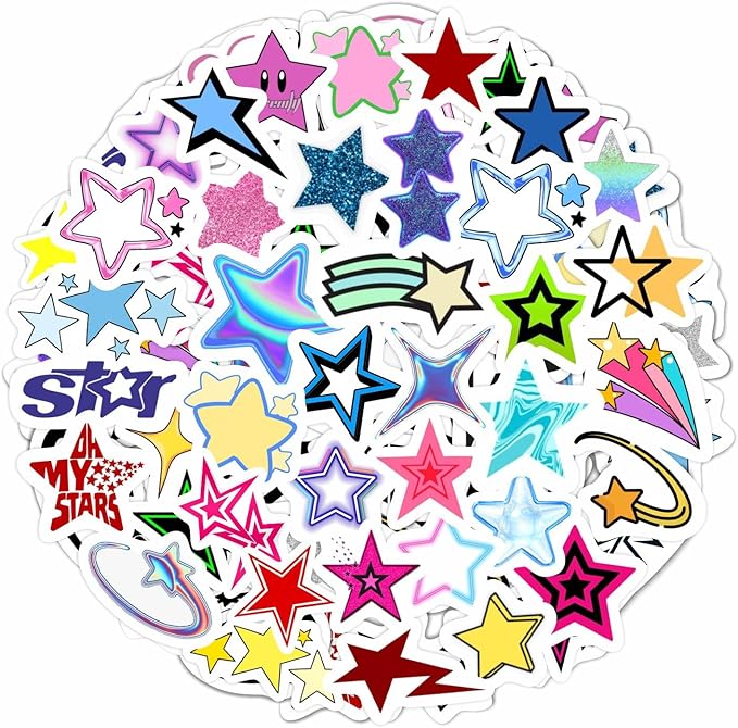 BulbaCraft Star Stickers Y2K - Small Star Stickers, Y2K Decals, Gifts for Women & Men