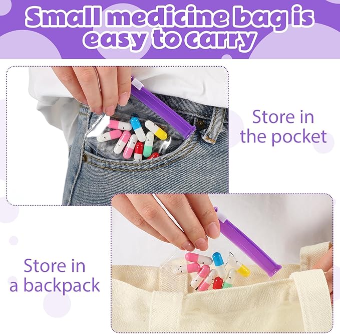 70 Pcs Pill Pouch Bags Zippered Reusable Medicine Pouches Travel Plastic Pill Bags Self Sealing Medicine Organizer with Slide Lock for Medication, Vitamins, Jewelry, Daily Small Items(Moon and Sun)