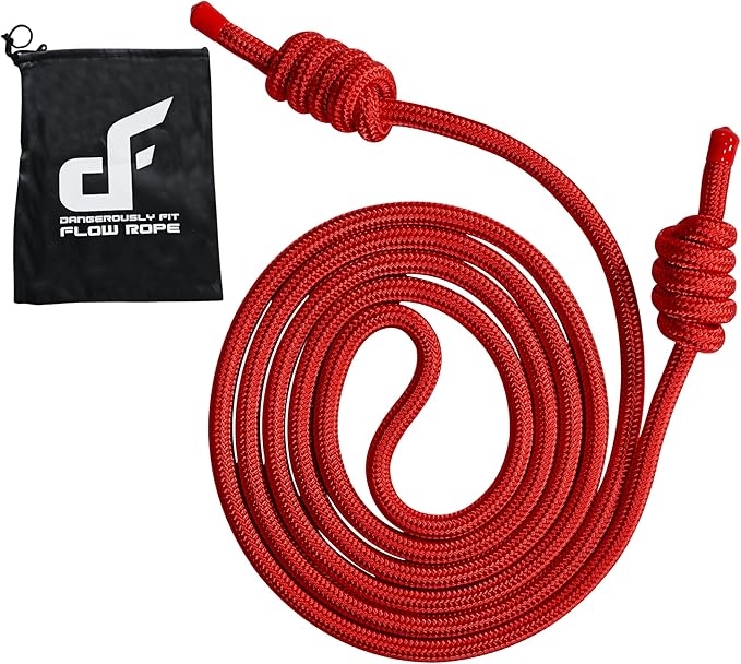 Flow Rope for Fitness Exercise - 8mm Double Braid 9ft Adjustable Length Jump Ropes - Home or Gym Training Workout for Men and Women