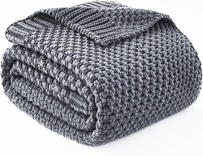 Topcee Knitted Weighted Blanket - 48"x72" 15lbs Cooling Chunky Knit Heavy Blanket for Adults Cable Yarn Knit Decorative No Beads Soft, Cozy and Cooling Weighted Throw Blankets Machine Washable